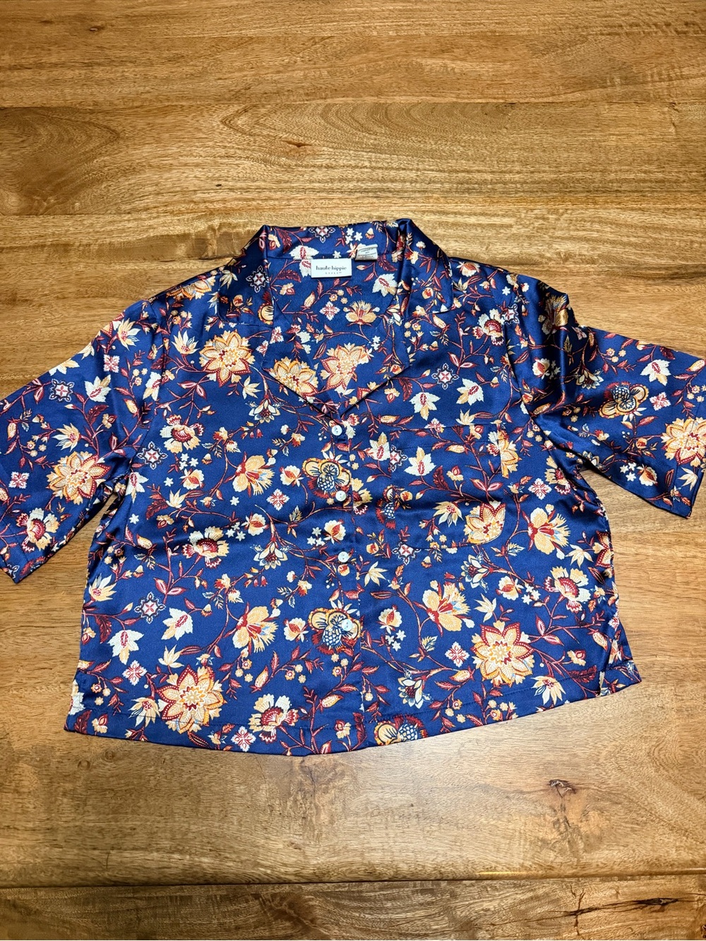 Haute Hippie Navy Floral Button-Down Shirt